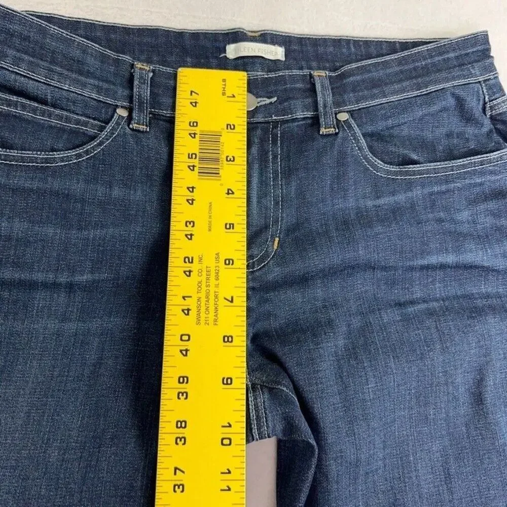 Eileen Fisher Jeans Womens 8 Blue Organic Cotton Stretch Skinny Trendy Minimal